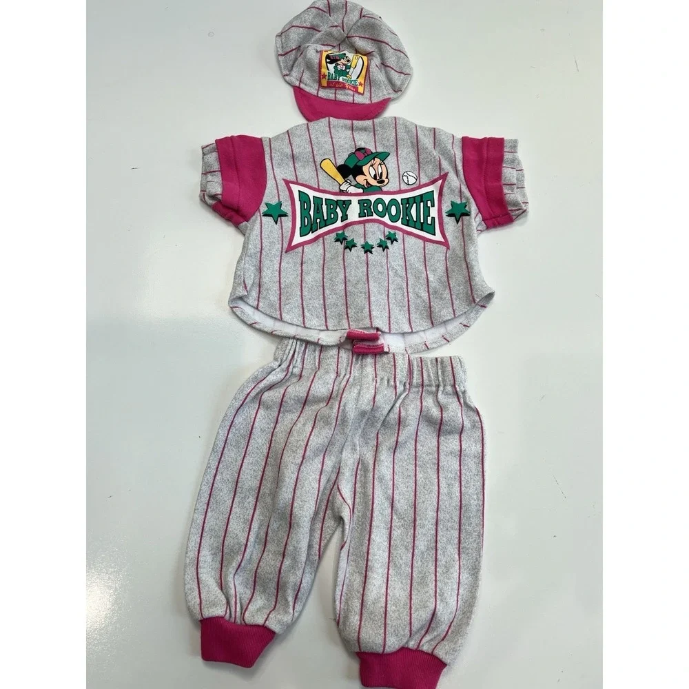 Vintage Disney Babies 3-6  Baby Rookie Minnie Mouse Baseball ⚾️‎ With Hat Outfit